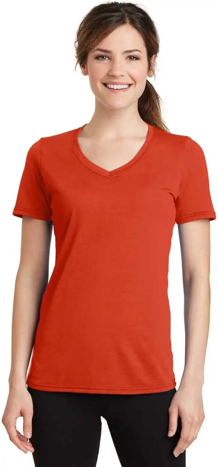 Port &amp; Company Lpc381v Ladies Performance Blend v Neck Tee Orange