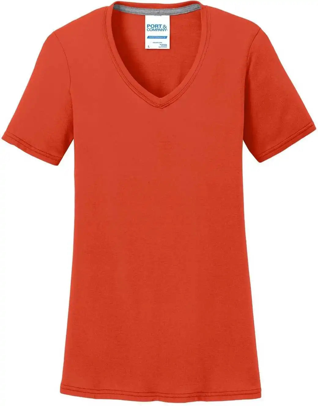 Port &amp; Company Lpc381v Ladies Performance Blend v Neck Tee Orange