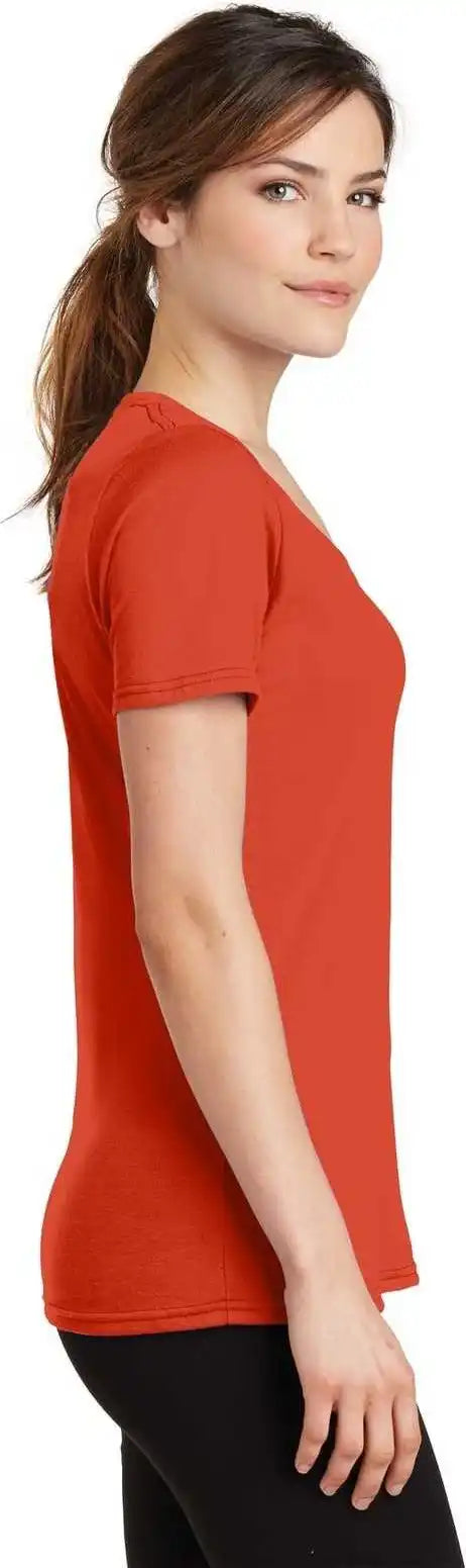 Port &amp; Company Lpc381v Ladies Performance Blend v Neck Tee Orange