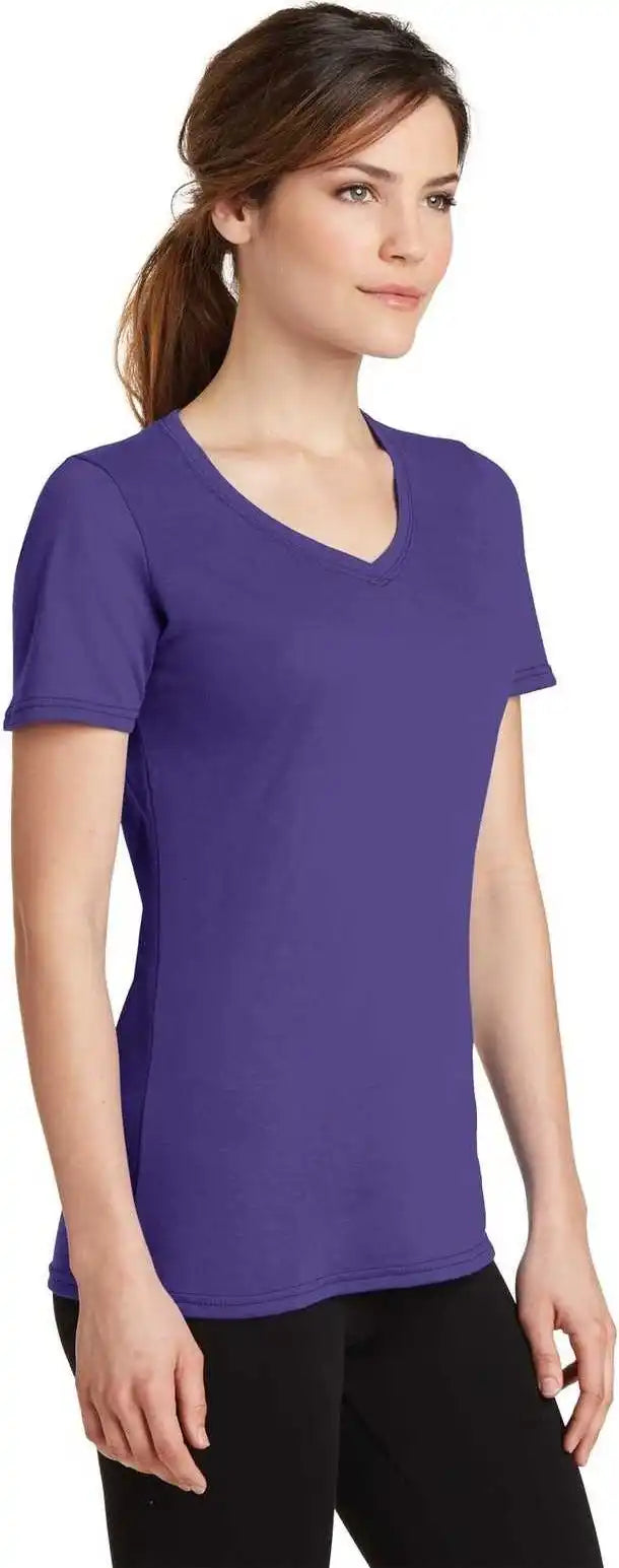 Port &amp; Company Lpc381v Ladies Performance Blend v Neck Tee Purple