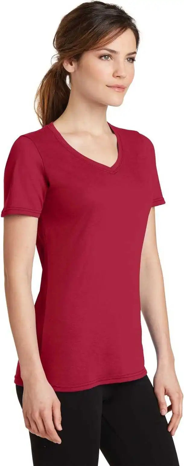 Port & Company Lpc381v Ladies Performance Blend V-neck Tee - Red