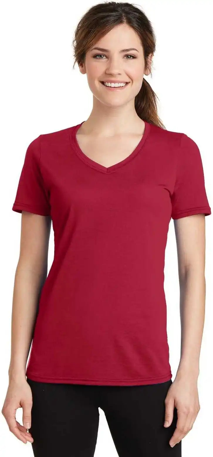 Port & Company Lpc381v Ladies Performance Blend v Neck Tee Red