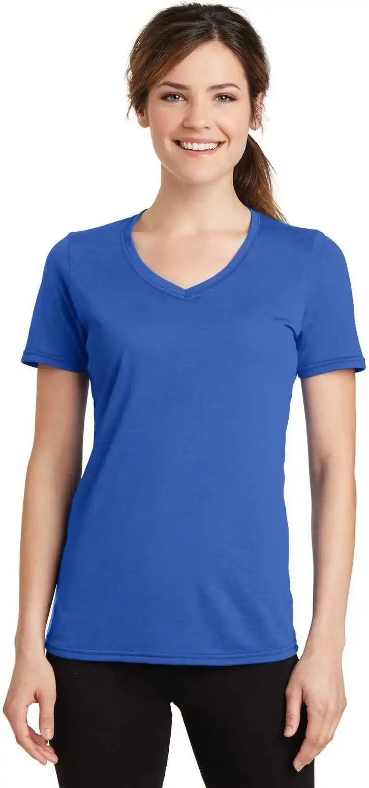 Port & Company Lpc381v Ladies Performance Blend v Neck Tee True Royal