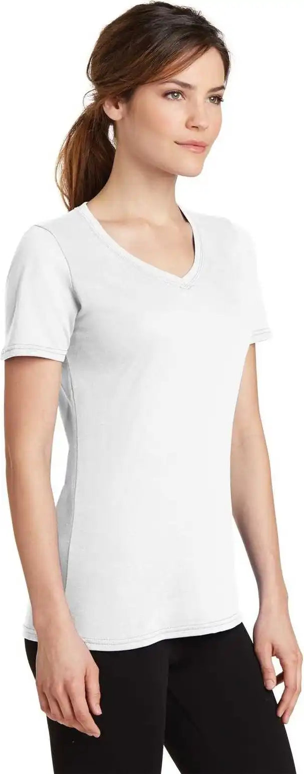 Port & Company Lpc381v Ladies Performance Blend V-neck Tee - White