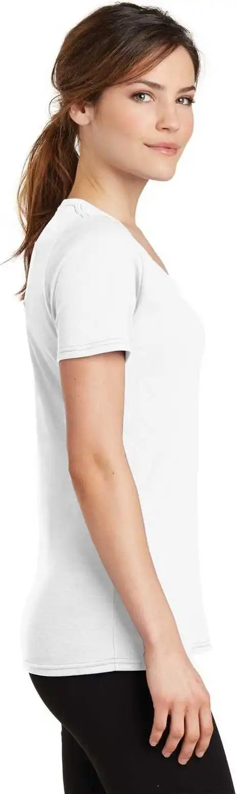 Port & Company Lpc381v Ladies Performance Blend V-neck Tee - White