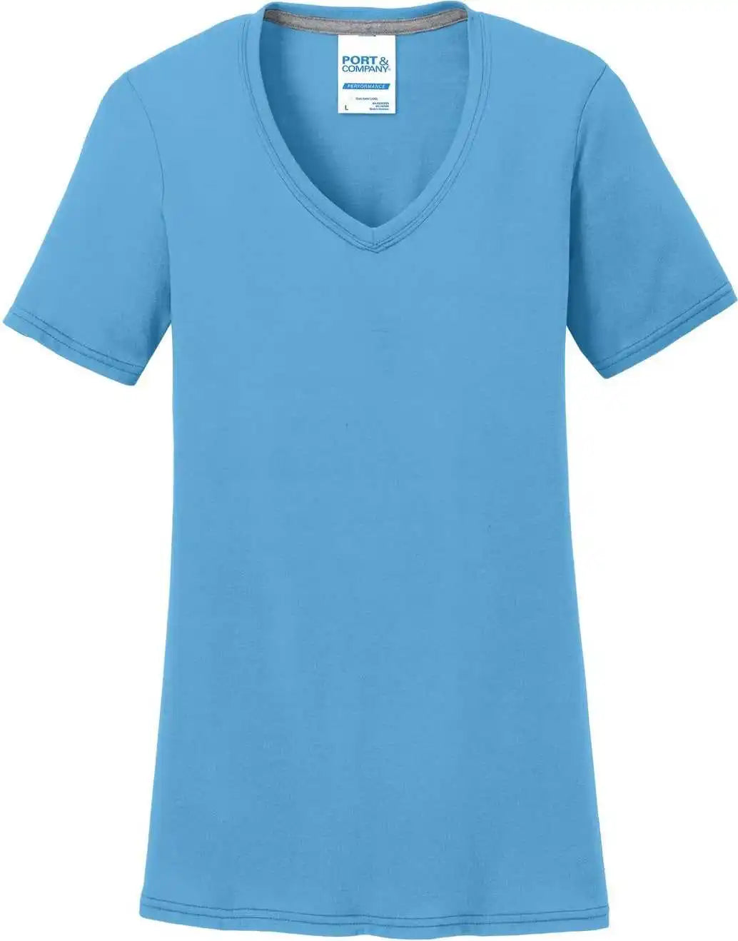Port &amp; Company Lpc381v Women’s Performance Blend V-neck Tee - Aquatic Blue