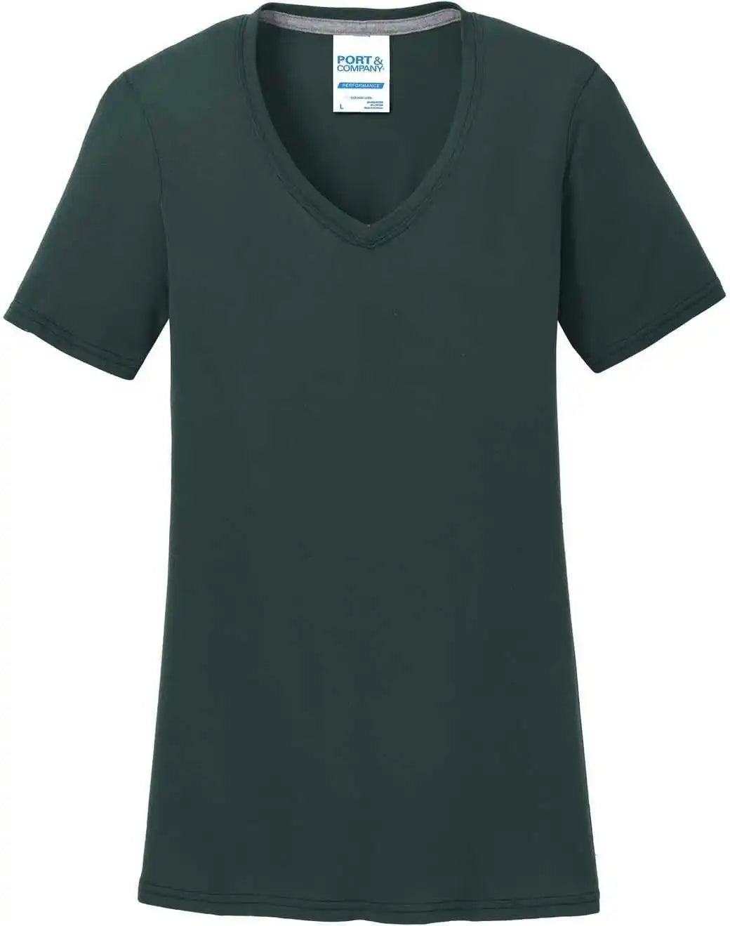 Port &amp; Company Lpc381v Women’s Performance Blend V-neck Tee - Dark Green