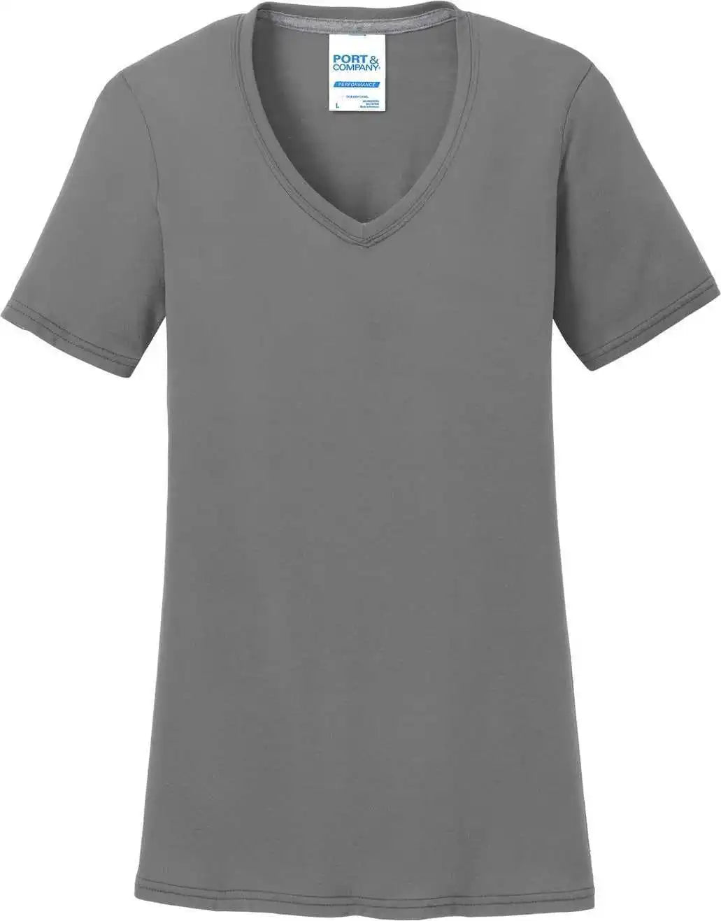 Port & Company Lpc381v Women’s Performance Blend V-neck Tee - Medium Grey