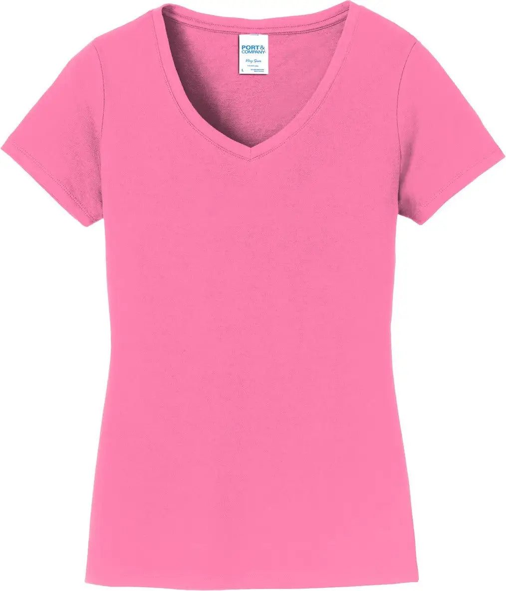 Port & Company Lpc450v co Women’s Fan Favorite V-neck Tee - New Pink