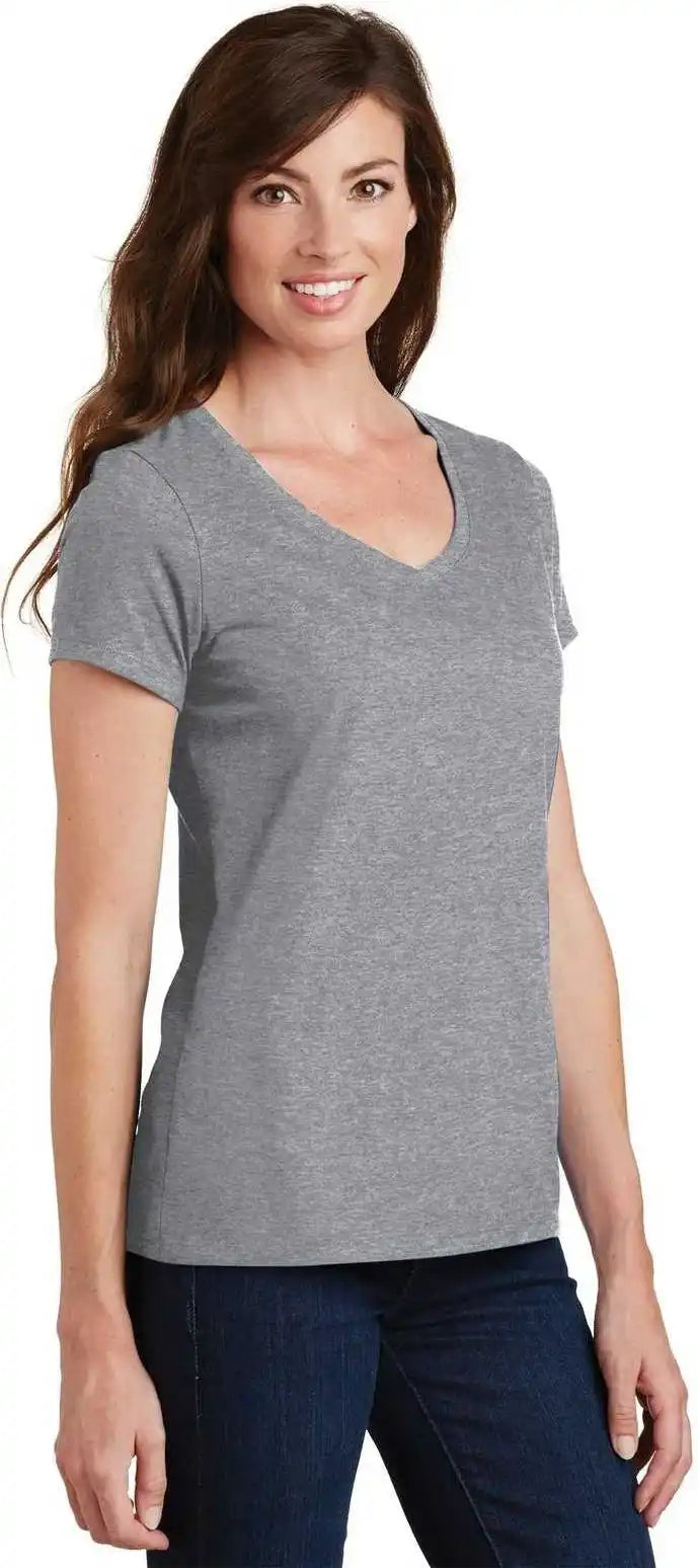Port &amp; Company Lpc450v Ladies Fan Favorite v Neck Tee Athletic Heather