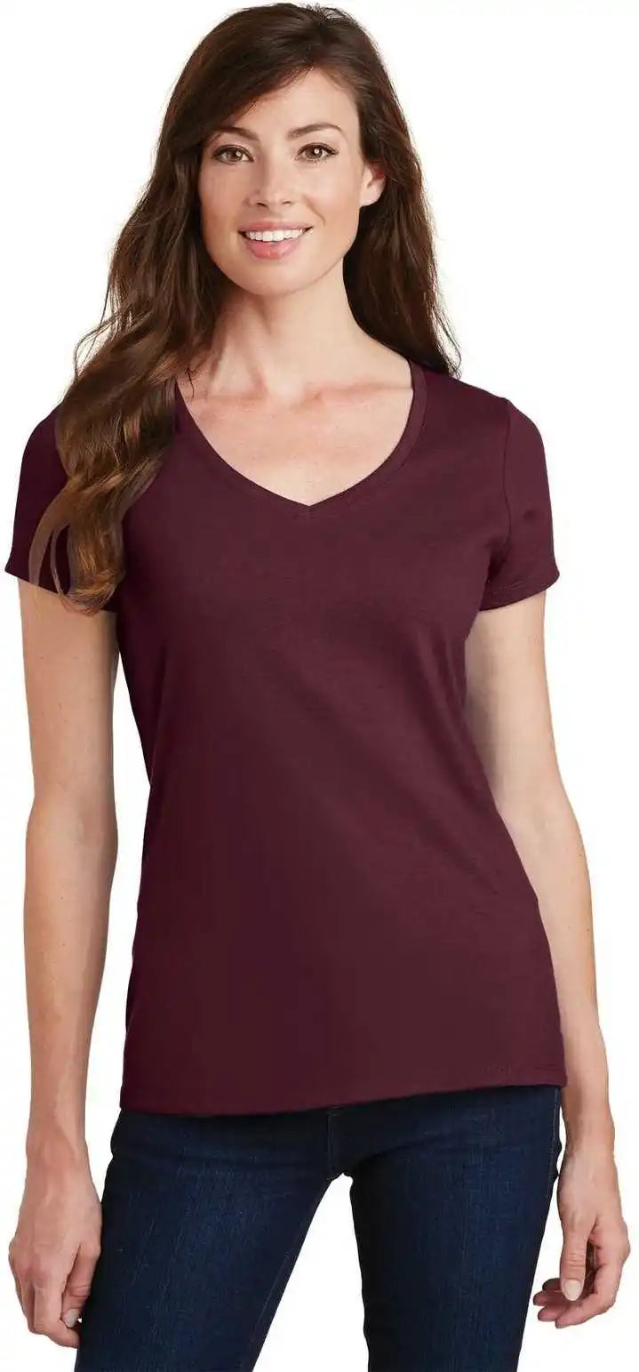 Port & Company Lpc450v Ladies Fan Favorite v Neck Tee Athletic Maroon