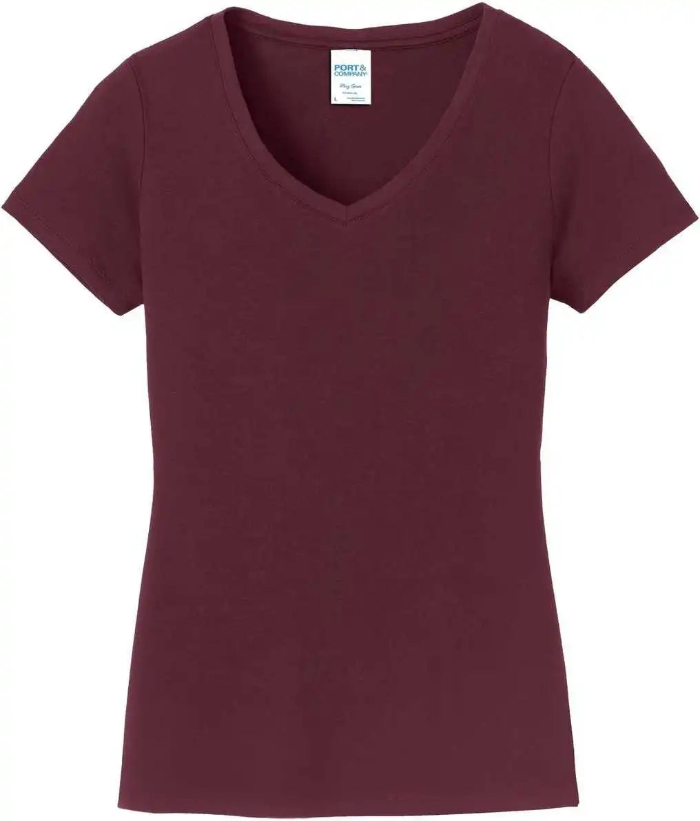 Port &amp; Company Lpc450v Ladies Fan Favorite v Neck Tee Athletic Maroon