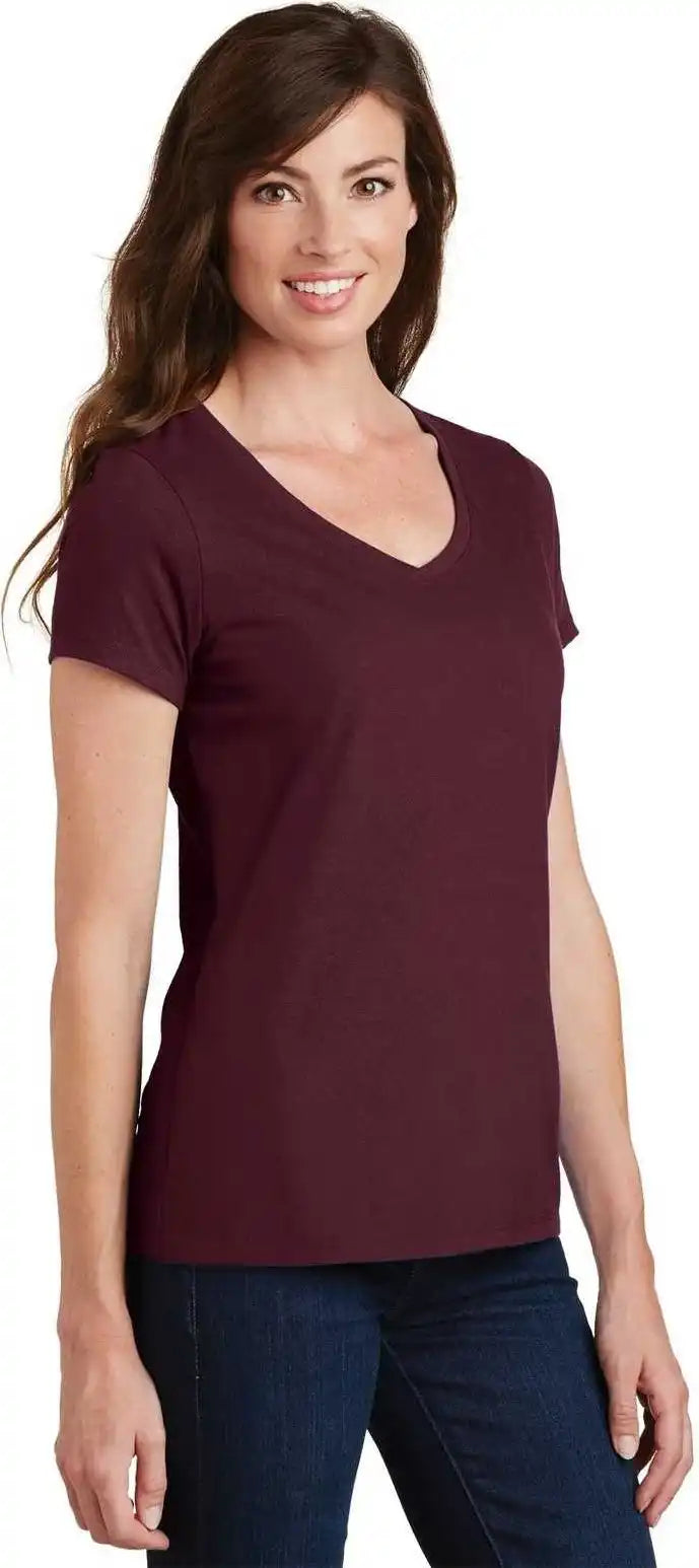 Port &amp; Company Lpc450v Ladies Fan Favorite v Neck Tee Athletic Maroon