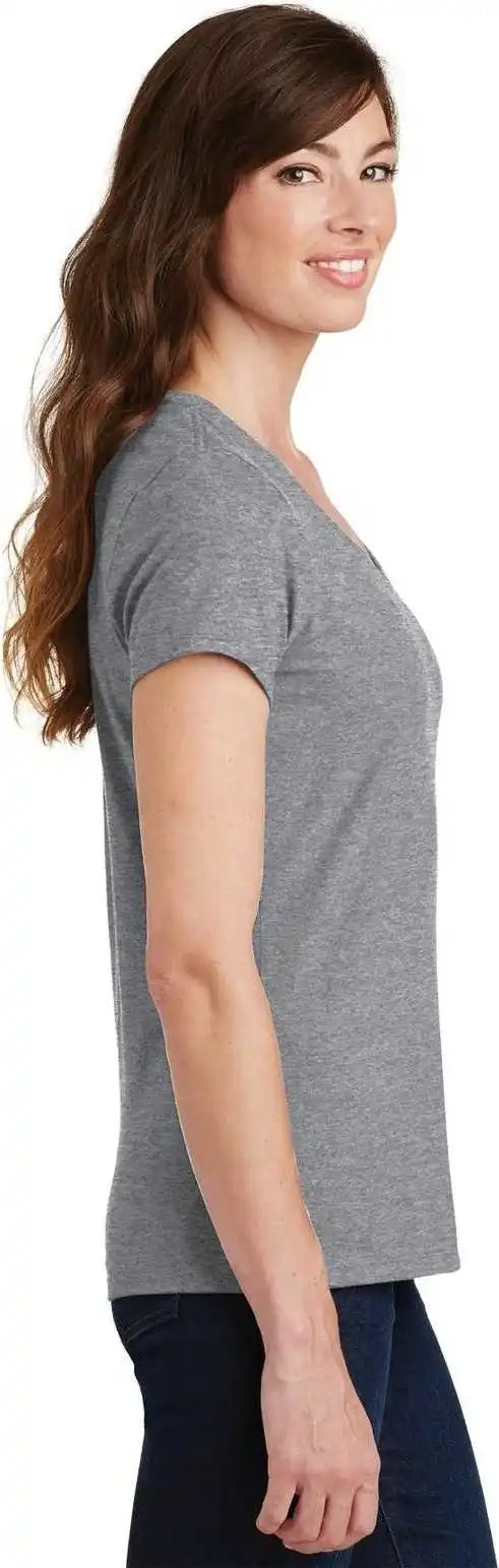 Port &amp; Company Lpc450v Ladies Fan Favorite v Neck Tee Athletic Heather
