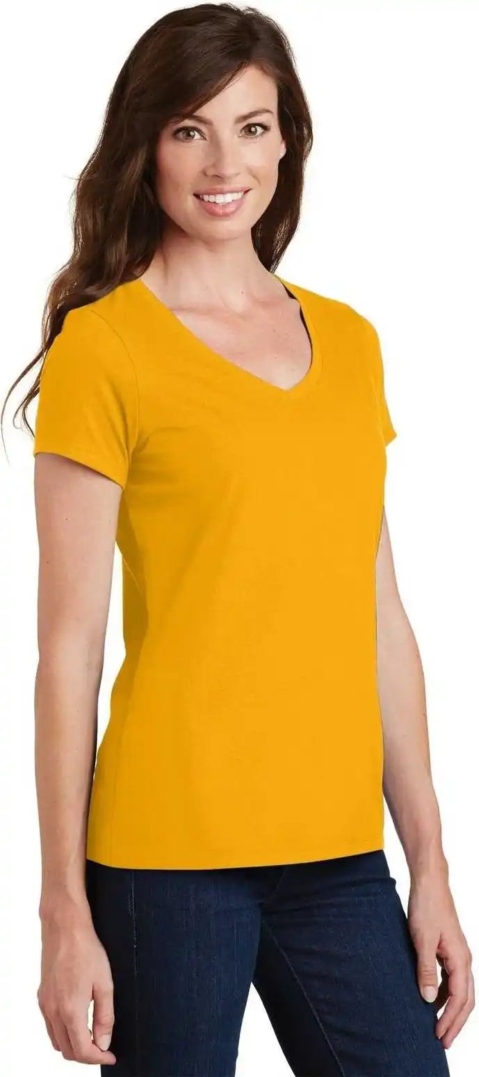 Port &amp; Company Lpc450v Ladies Fan Favorite v Neck Tee Bright Gold
