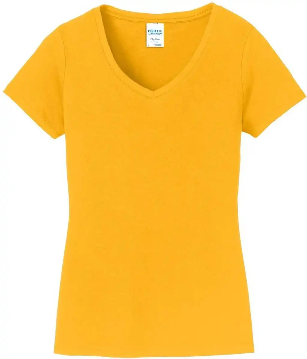 Port &amp; Company Lpc450v Ladies Fan Favorite v Neck Tee Bright Gold