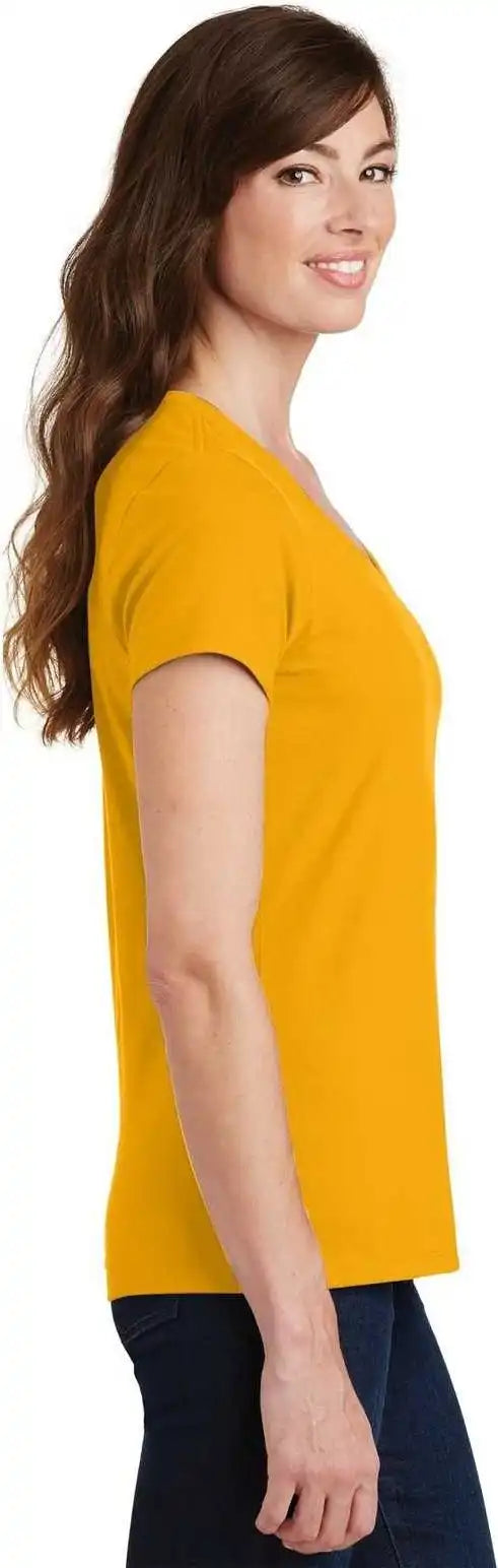 Port &amp; Company Lpc450v Ladies Fan Favorite v Neck Tee Bright Gold