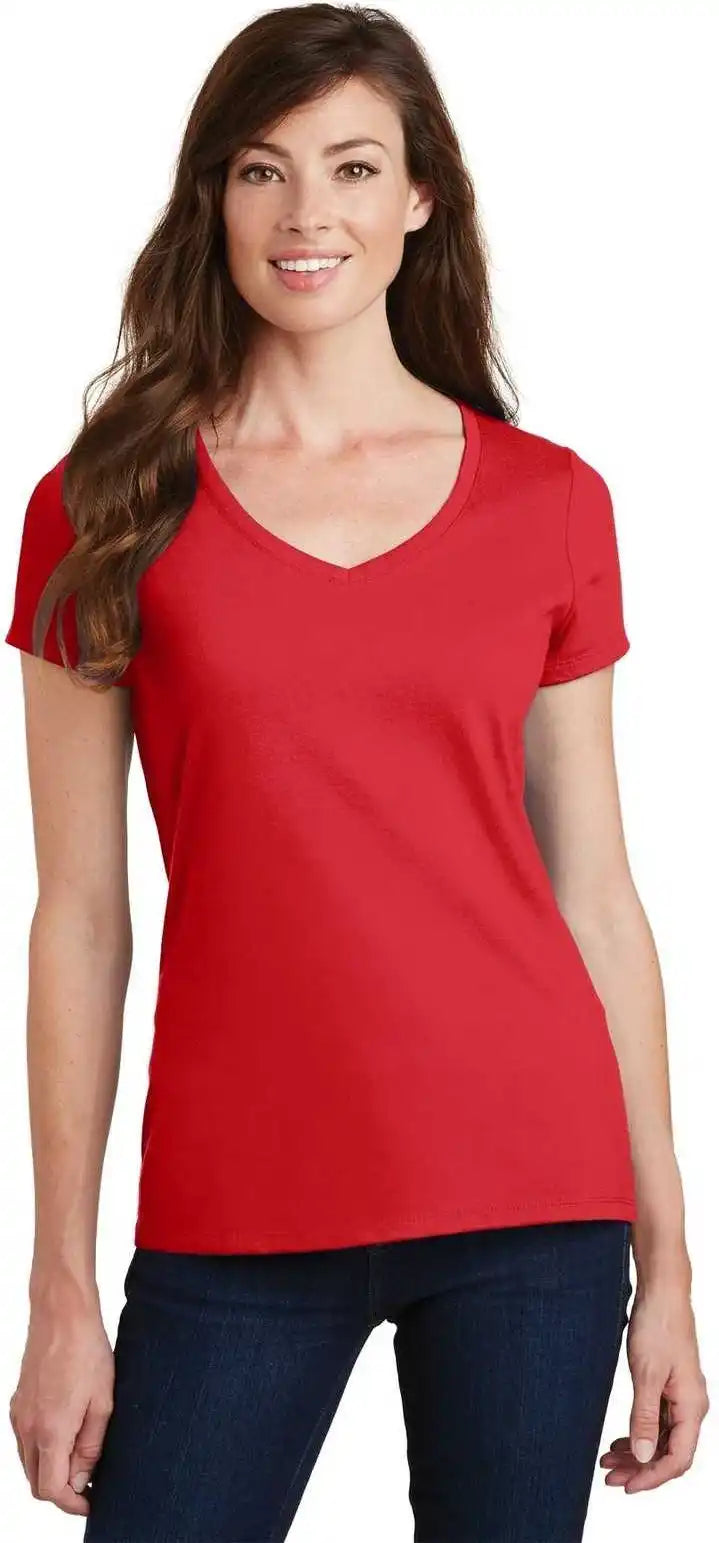 Port & Company Lpc450v Ladies Fan Favorite v Neck Tee Bright Red
