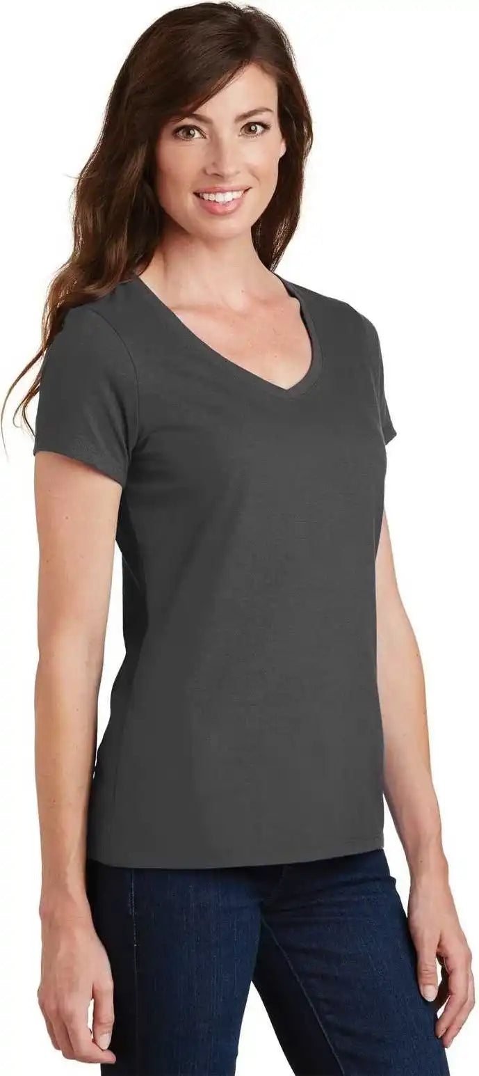 Port &amp; Company Lpc450v Ladies Fan Favorite v Neck Tee Charcoal
