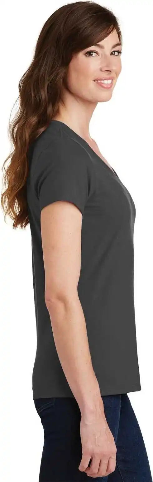 Port &amp; Company Lpc450v Ladies Fan Favorite v Neck Tee Charcoal