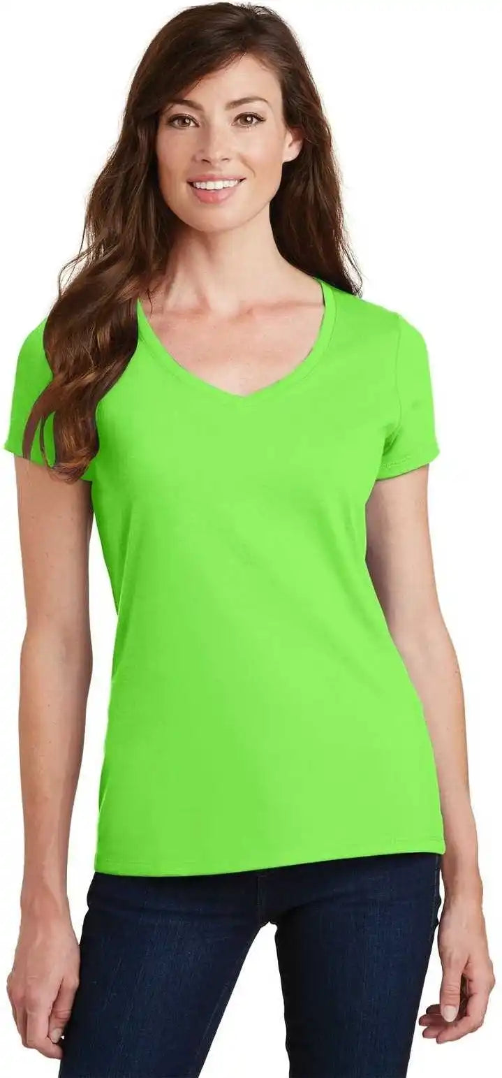 Port & Company Lpc450v Ladies Fan Favorite v Neck Tee Flash Green