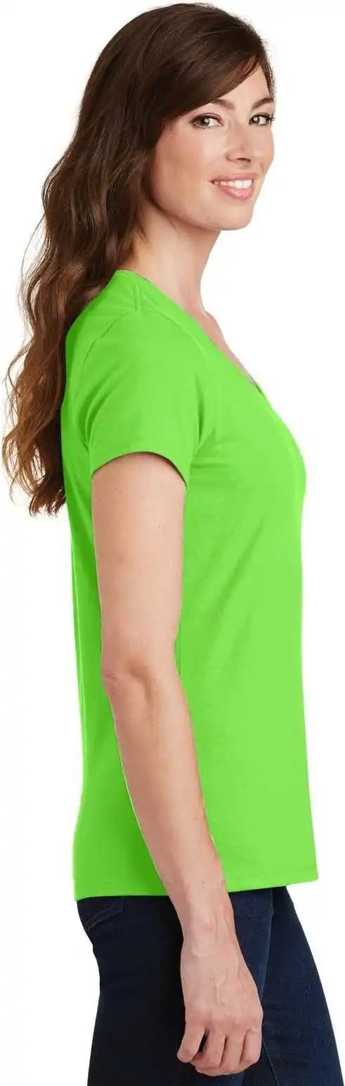 Port & Company Lpc450v Ladies Fan Favorite v Neck Tee Flash Green