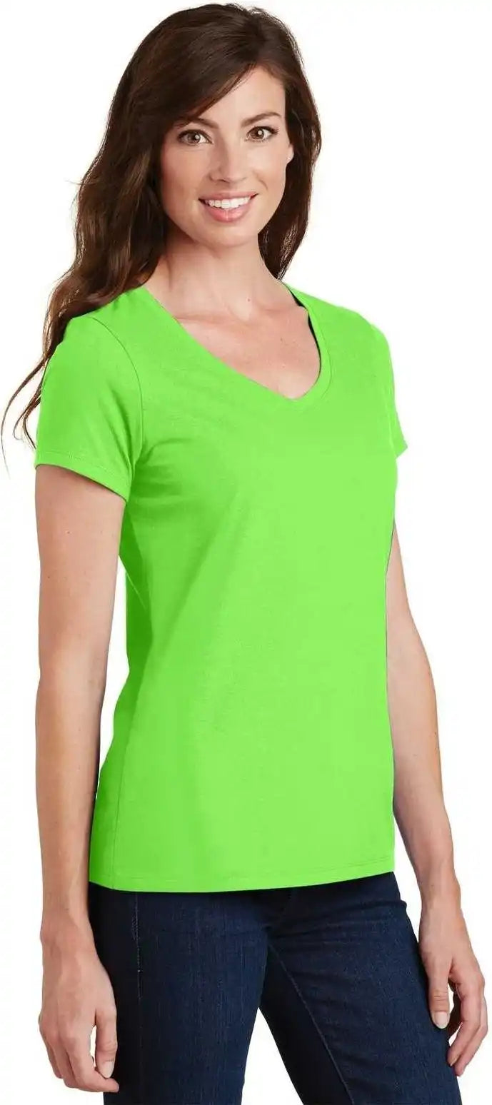 Port & Company Lpc450v Ladies Fan Favorite v Neck Tee Flash Green