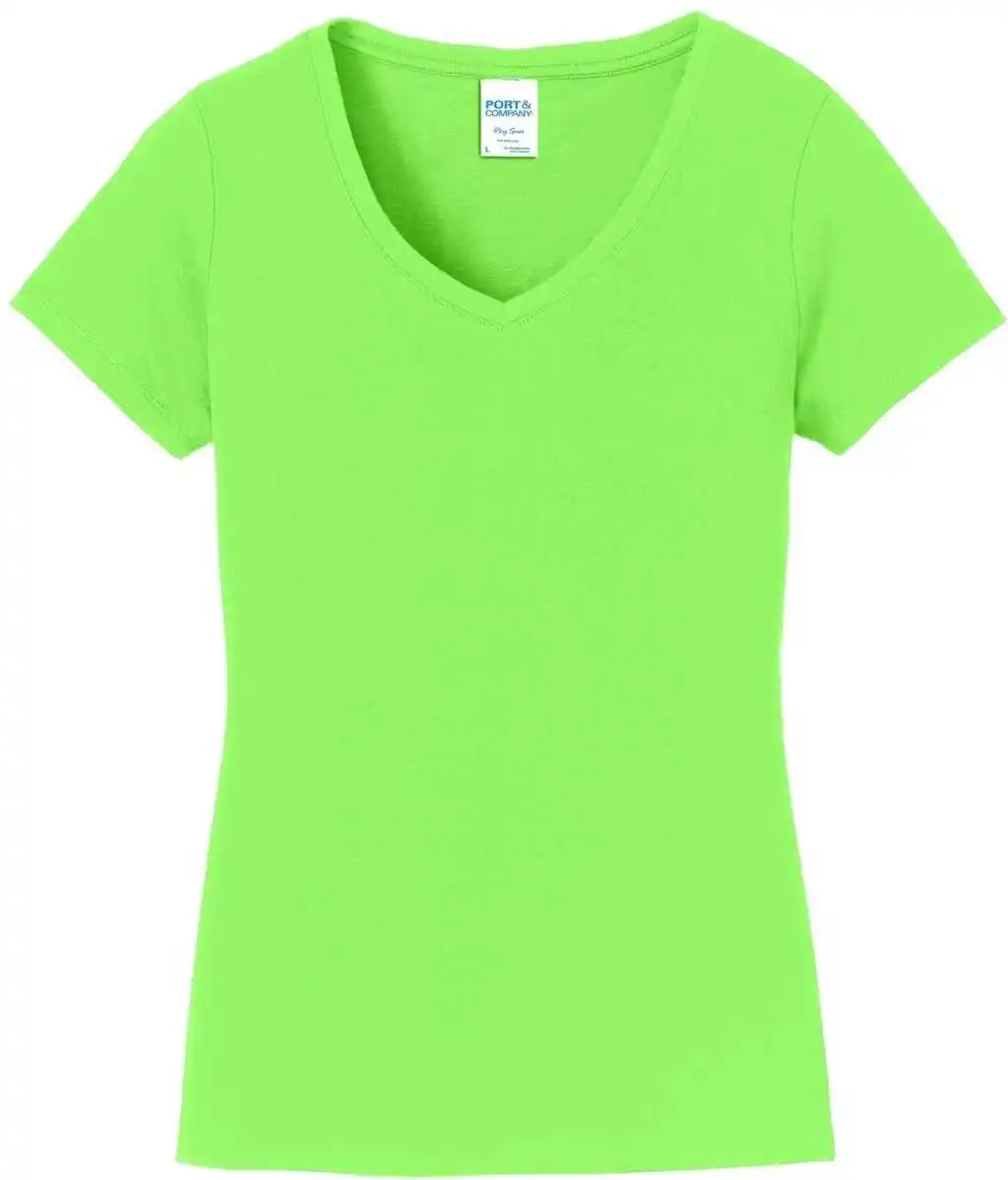 Port & Company Lpc450v Ladies Fan Favorite v Neck Tee Flash Green