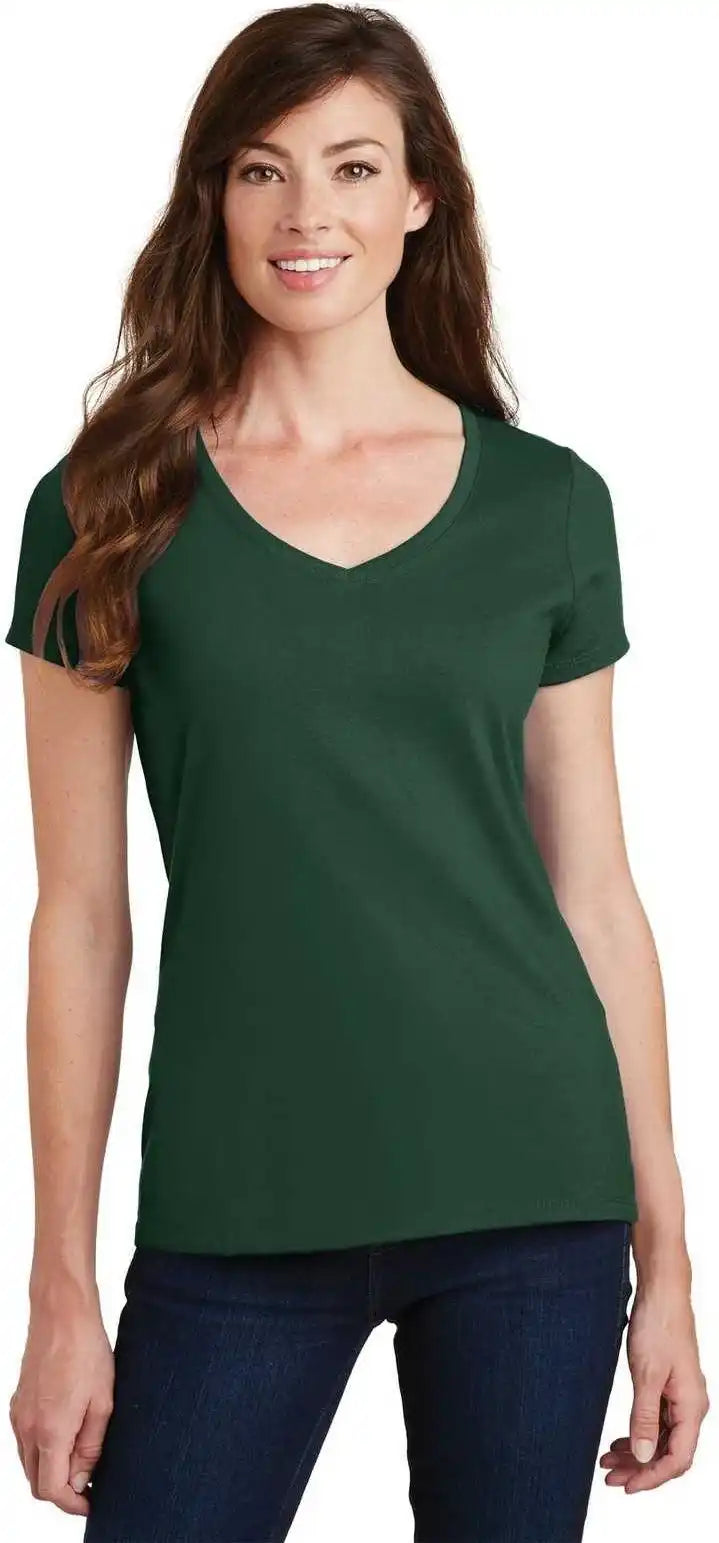 Port &amp; Company Lpc450v Ladies Fan Favorite v Neck Tee Forest Green