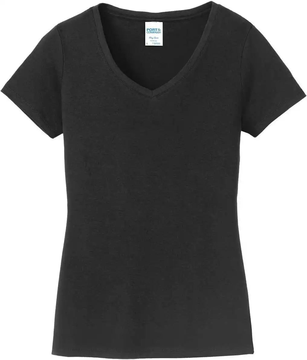 Port &amp; Company Lpc450v Ladies Fan Favorite v Neck Tee Jet Black