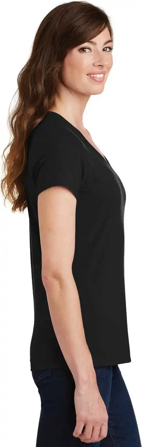 Port &amp; Company Lpc450v Ladies Fan Favorite v Neck Tee Jet Black