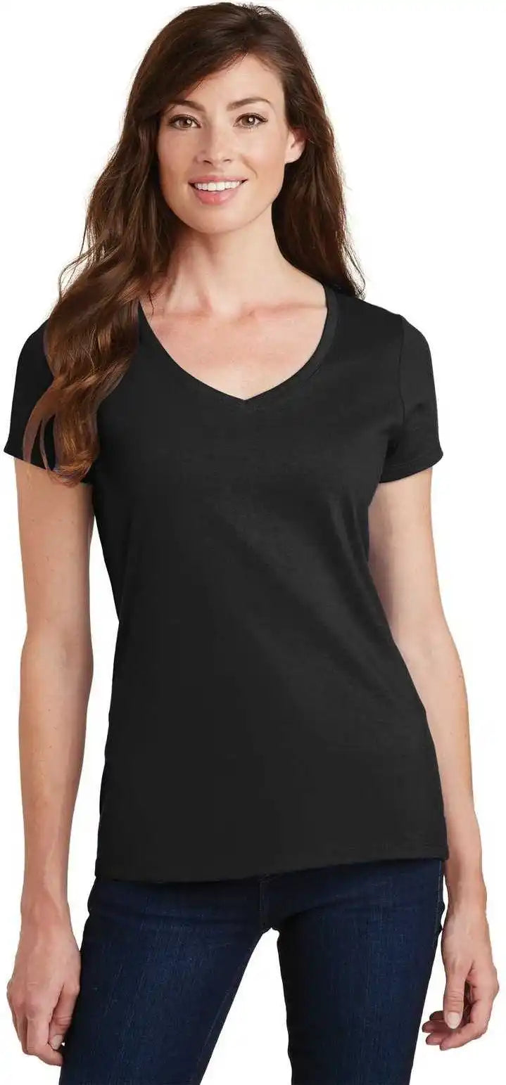Port &amp; Company Lpc450v Ladies Fan Favorite v Neck Tee Jet Black