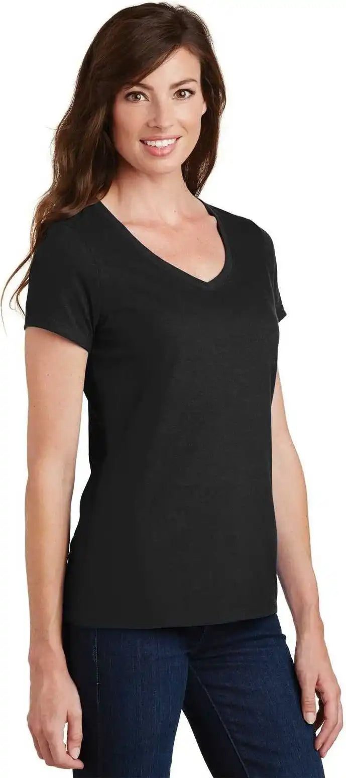 Port &amp; Company Lpc450v Ladies Fan Favorite v Neck Tee Jet Black