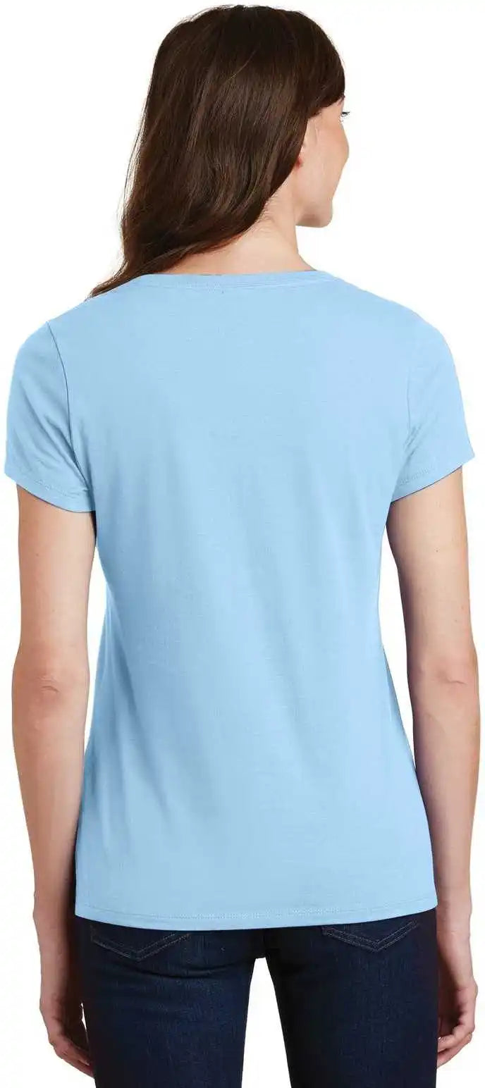 Port &amp; Company Lpc450v Ladies Fan Favorite v Neck Tee Light Blue