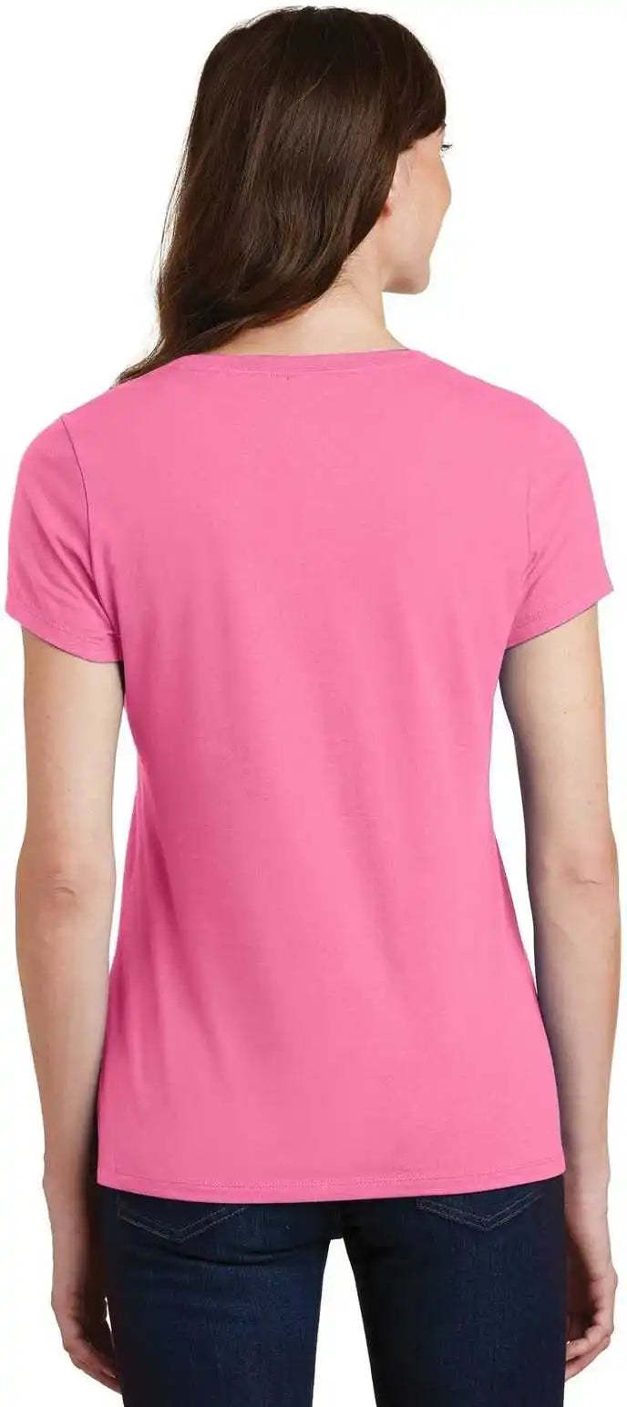 Port &amp; Company Lpc450v Ladies Fan Favorite v Neck Tee New Pink