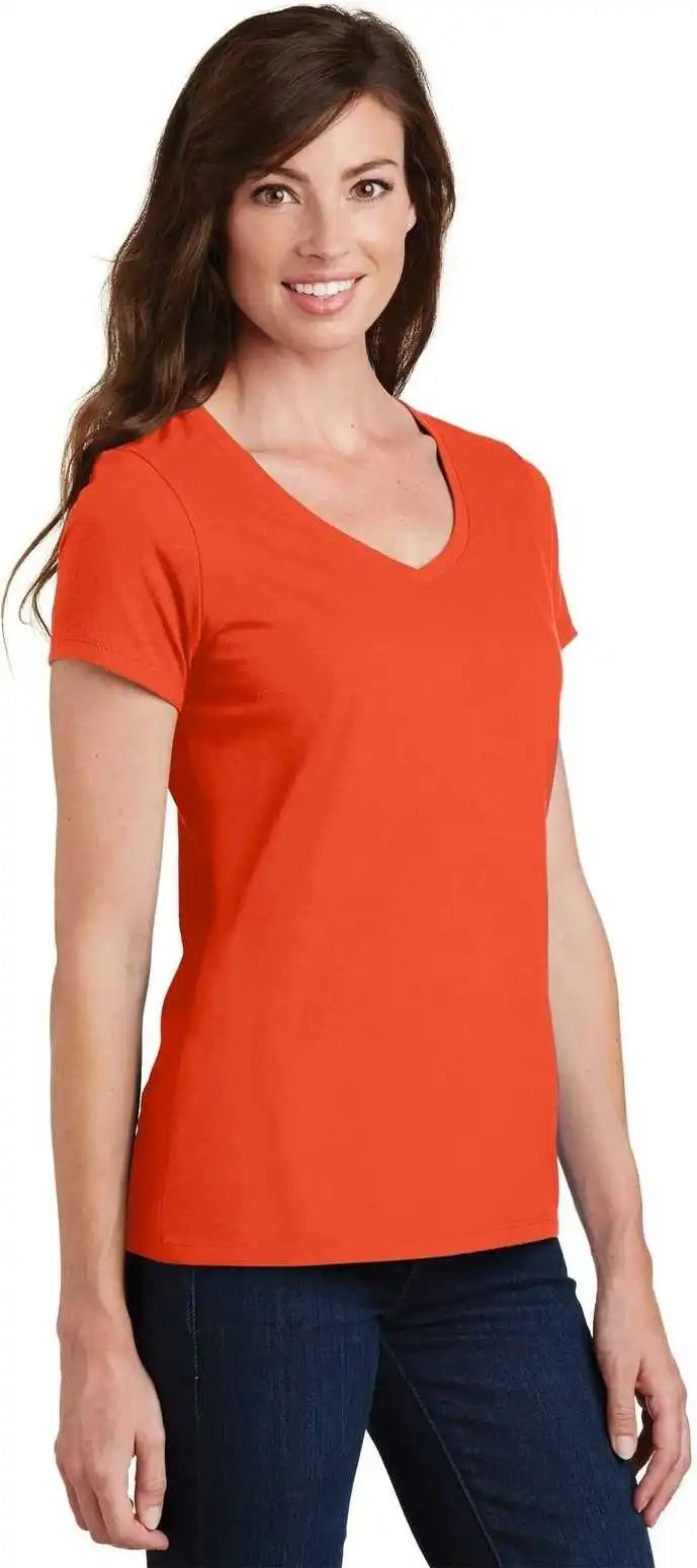 Port &amp; Company Lpc450v Ladies Fan Favorite v Neck Tee Orange