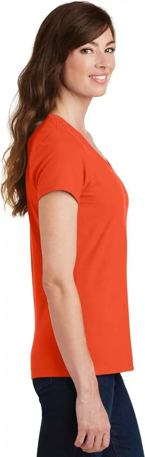 Port &amp; Company Lpc450v Ladies Fan Favorite v Neck Tee Orange