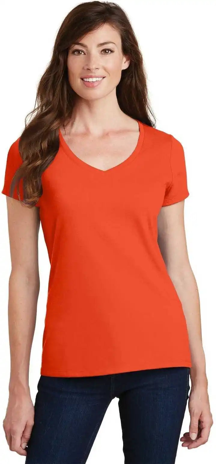 Port &amp; Company Lpc450v Ladies Fan Favorite v Neck Tee Orange