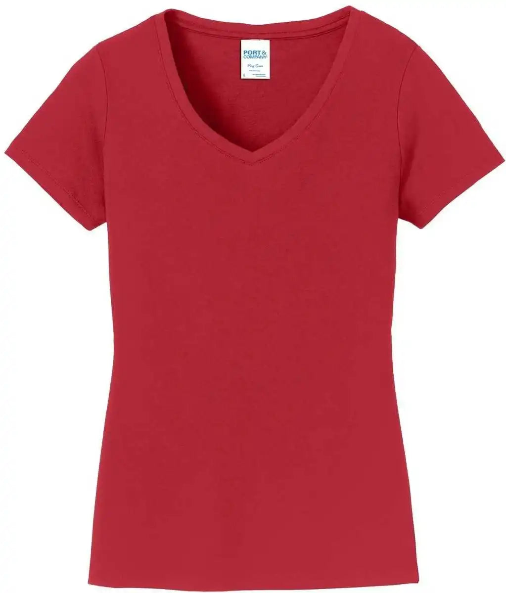 Port &amp; Company Lpc450v Ladies Fan Favorite v Neck Tee Team Cardinal