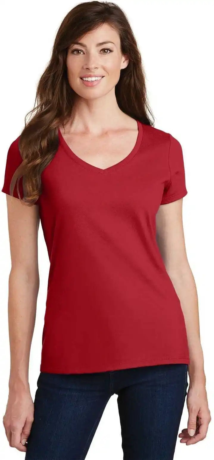 Port &amp; Company Lpc450v Ladies Fan Favorite v Neck Tee Team Cardinal