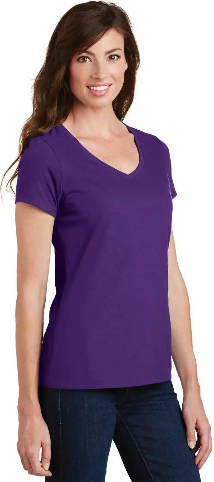 Port &amp; Company Lpc450v Ladies Fan Favorite v Neck Tee Team Purple