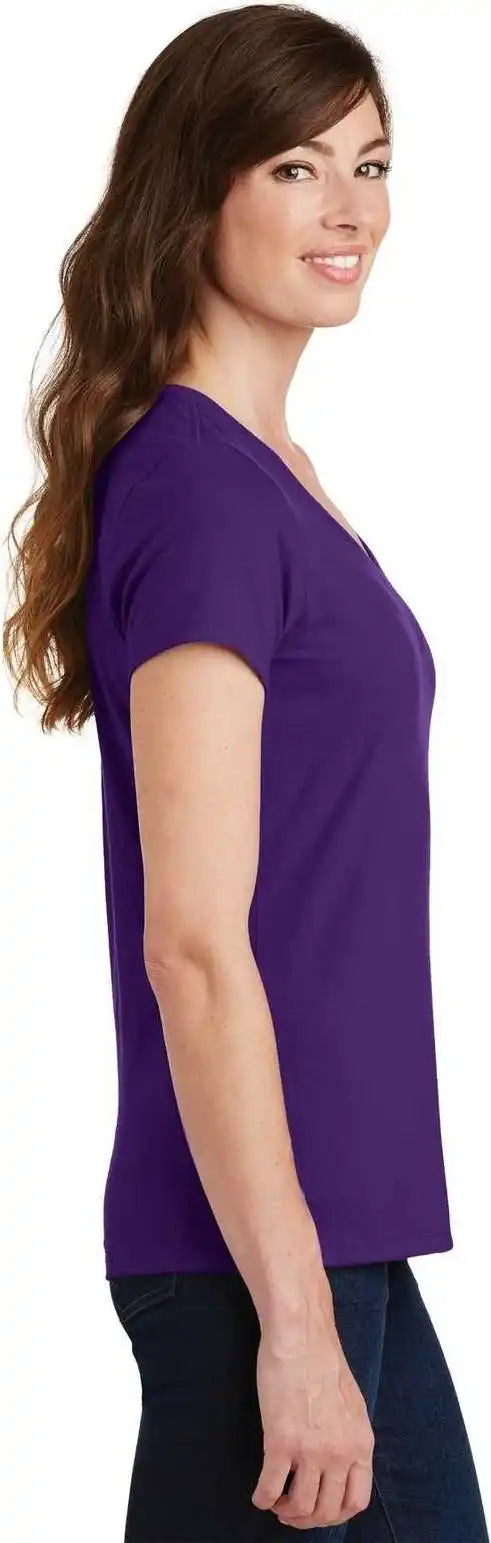 Port &amp; Company Lpc450v Ladies Fan Favorite v Neck Tee Team Purple