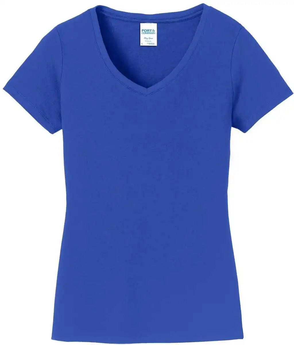 Port &amp; Company Lpc450v Ladies Fan Favorite v Neck Tee True Royal