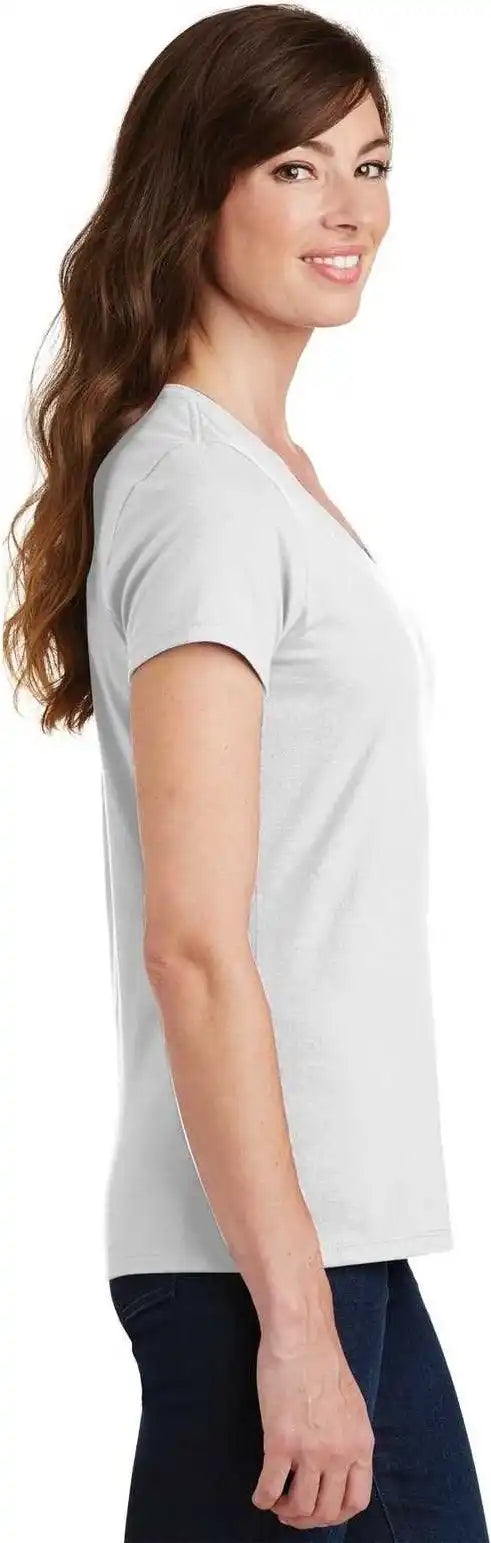 Port & Company Lpc450v Ladies Fan Favorite V-neck Tee - White