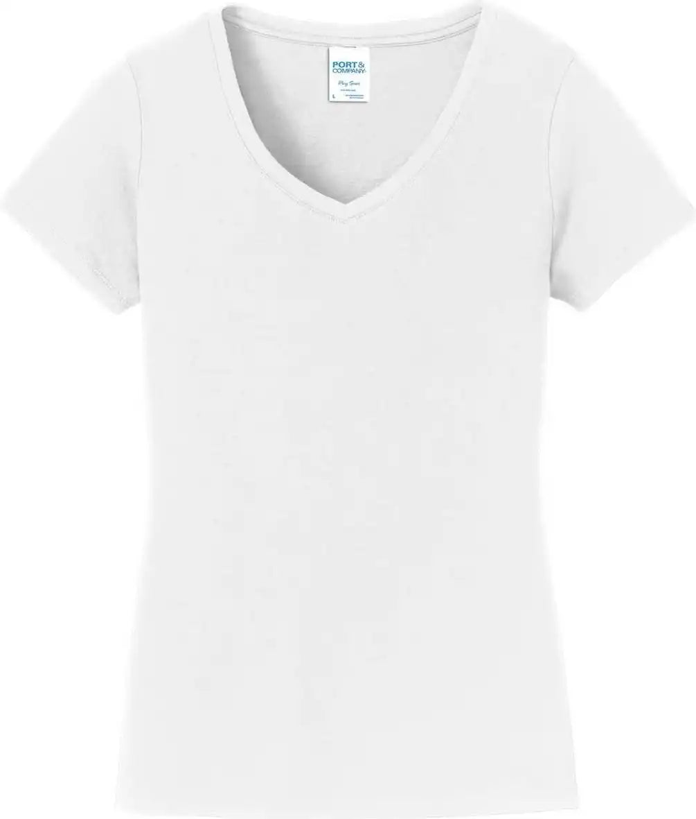 Port & Company Lpc450v Ladies Fan Favorite V-neck Tee - White