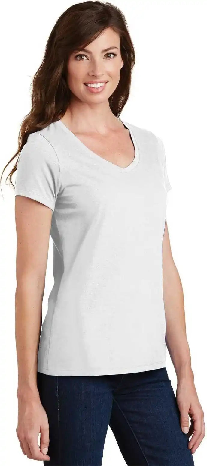 Port & Company Lpc450v Ladies Fan Favorite V-neck Tee - White
