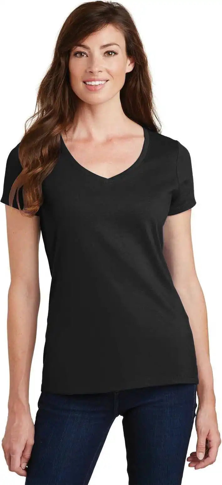 Port &amp; Company Lpc450v Women’s Fan Favorite V-neck Tee - Jet Black