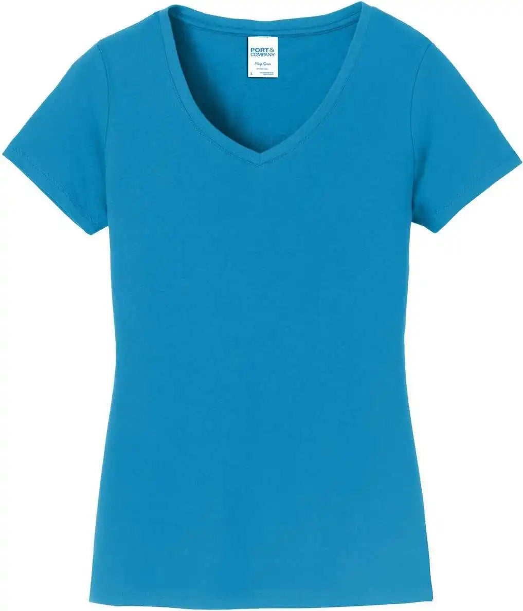 Port &amp; Company Lpc450v Women’s Fan Favorite V-neck Tee - Sapphire