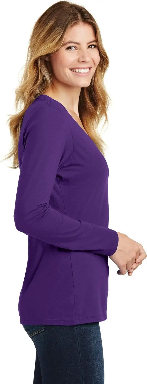 Port & Company Lpc450vls co Women’s Long Sleeve Fan Favorite V-neck Tee - Team Purple