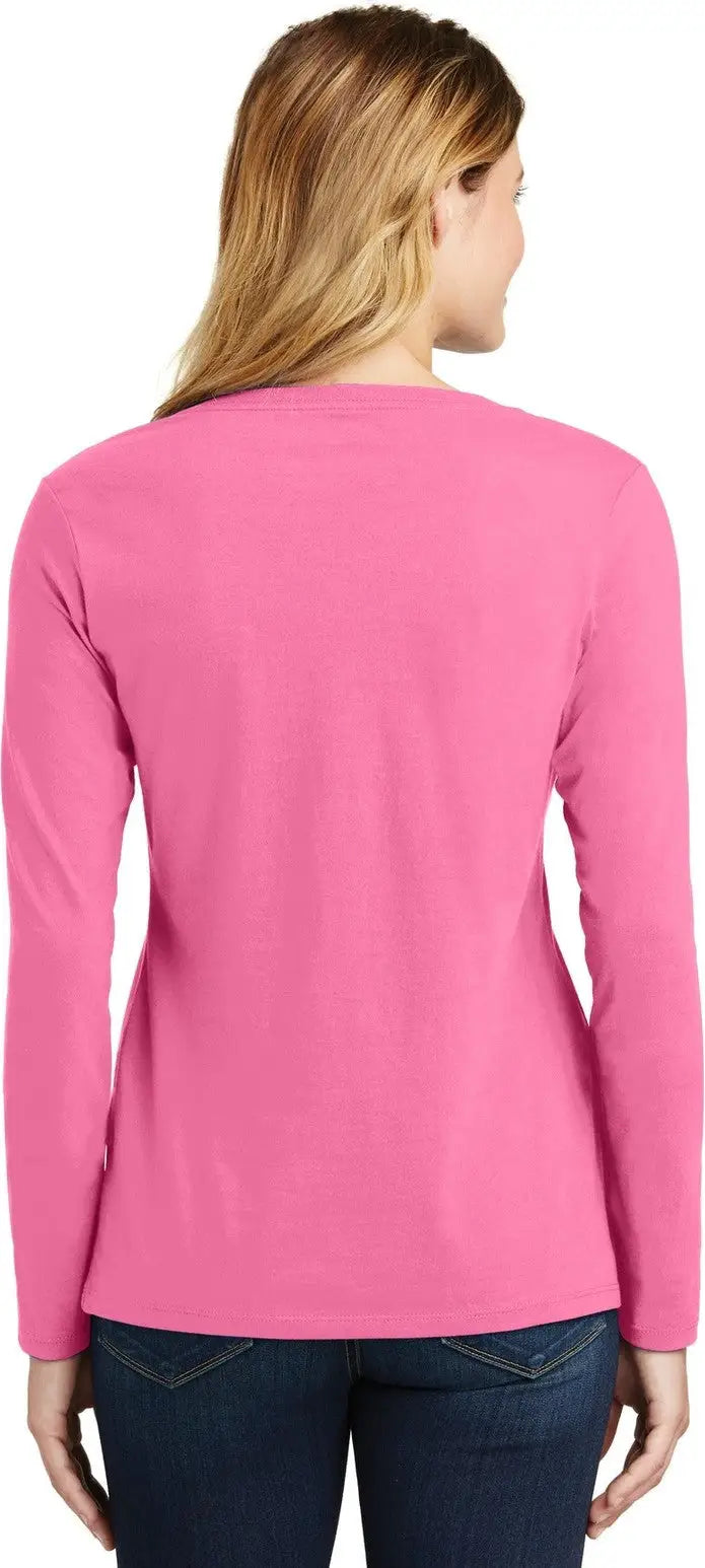 Port & Company Lpc450vls co Women’s Long Sleeve Fan Favorite V-neck Tee - New Pink
